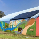 Mockup of Sacramento river mural on barn