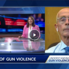 A screenshot of a tv news program with two news anchors on the left and Dr. Garen Wintemute on the right in split screen view.